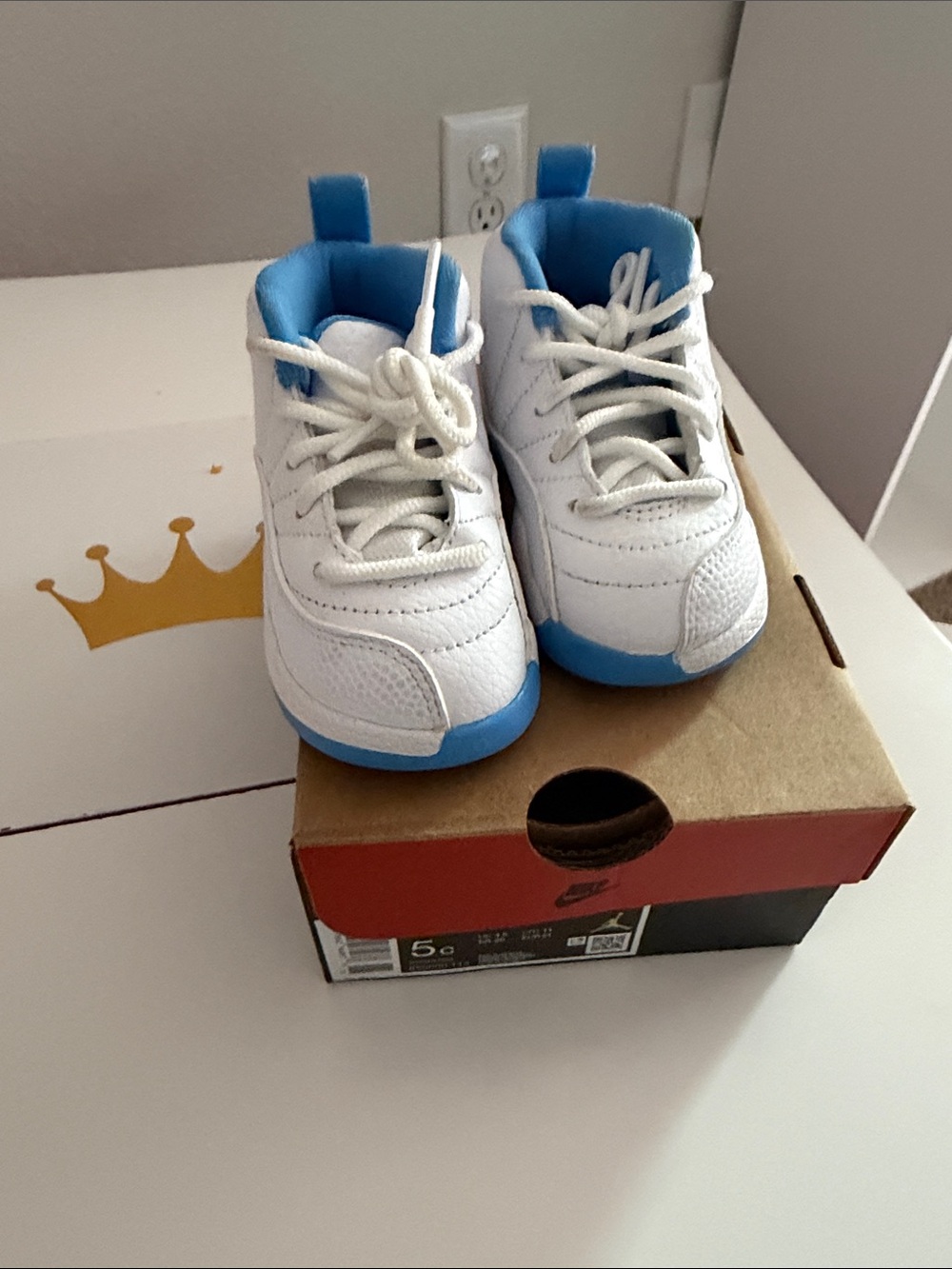 Kids Jordan retro 12 White and Light Blue